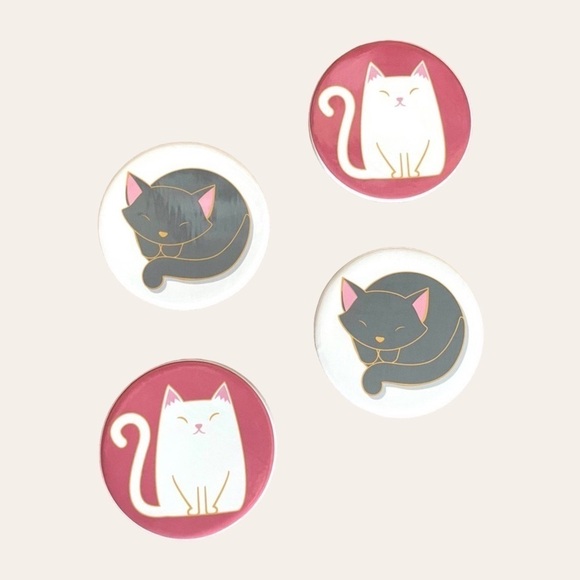 🌺 New View Cat Ceramic & Cork Coasters - Set of 4 - Picture 1 of 7